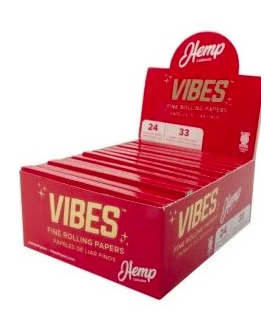 Vibes Red KS Slim Hemp Rolling Papers + Filters